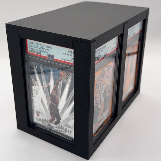 Slab Station, Black Slab Station graded card storage box with removable lid for organizing PSA slabs