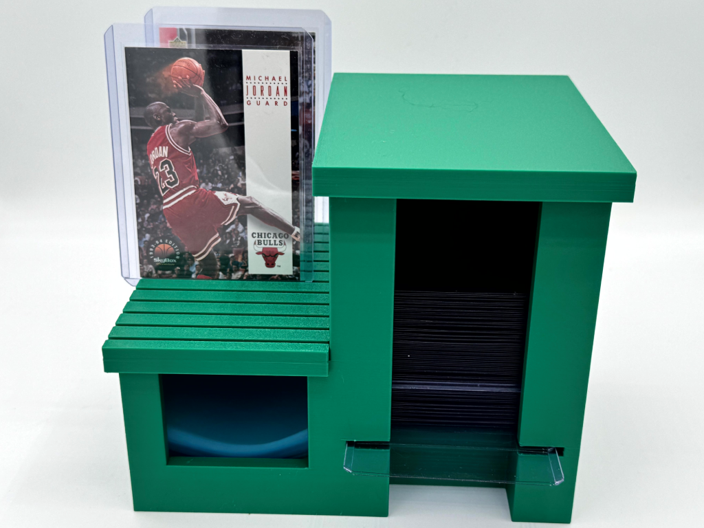 Hit Prints card case station - top loader and sleeve dispenser side view