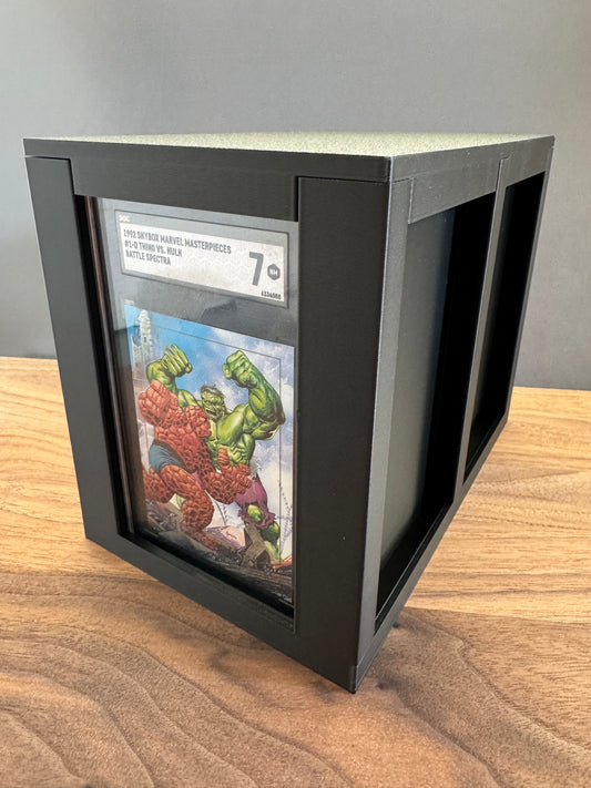 SGC graded card display and storage box with an SGC slab in the front display slot
