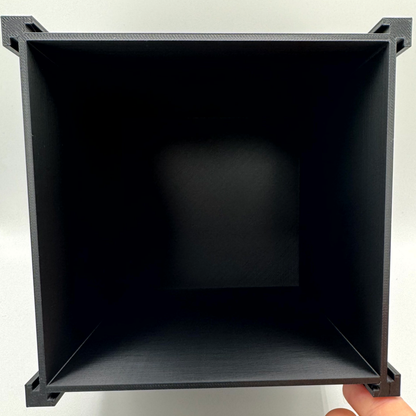 Black jumbo card storage box vertical view - 4 sided display station