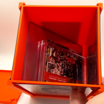 Jumbo case station orange horizontal view - 5x7 card storage and display