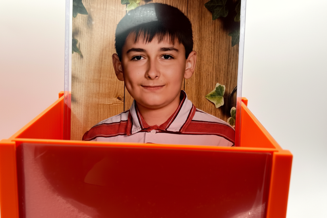 Orange jumbo 5x7 top loader box horizontal - card collector display