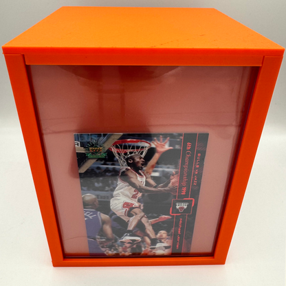 Orange jumbo top loader display box vertical - 4 sided card station