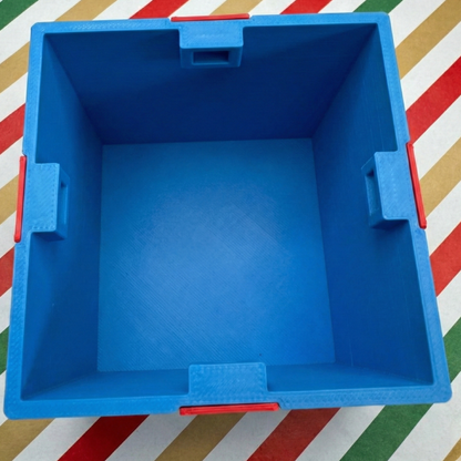 Lockable Gift Box with Twistable Red Ribbon Bow - Cyan Blue Fun Surprise Holiday Present Perfect for Festive Gifting