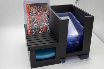 Card case station vertical display - top loader and sleeve storage